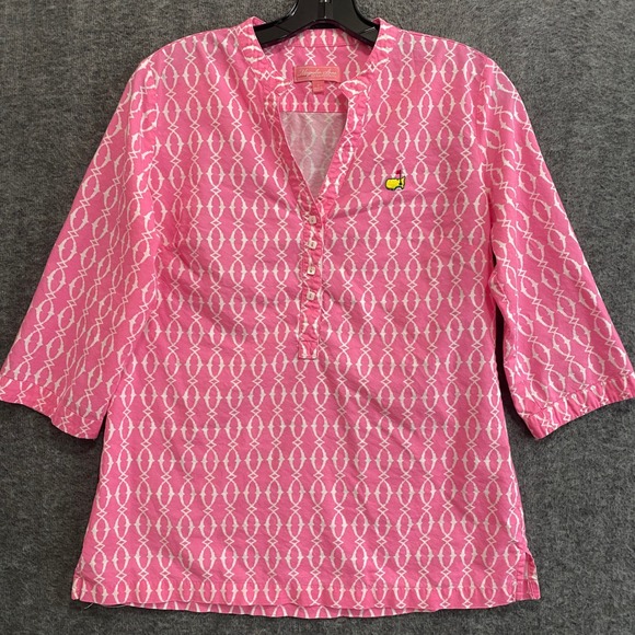 Magnolia Lane Collection Tops - Magnolia Lane Masters Golf Tunic Top Women S Pink White Augusta National Shirt